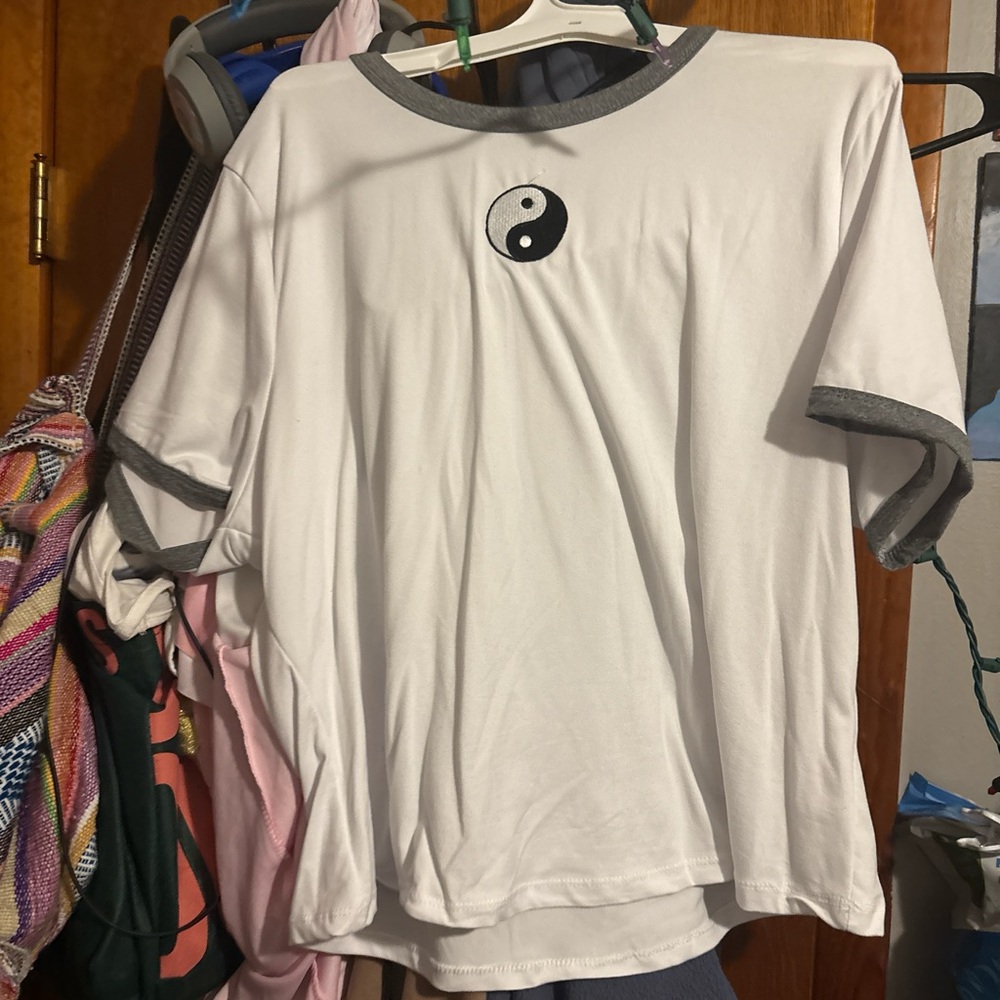 White T-Shirt with Yin Yang Design